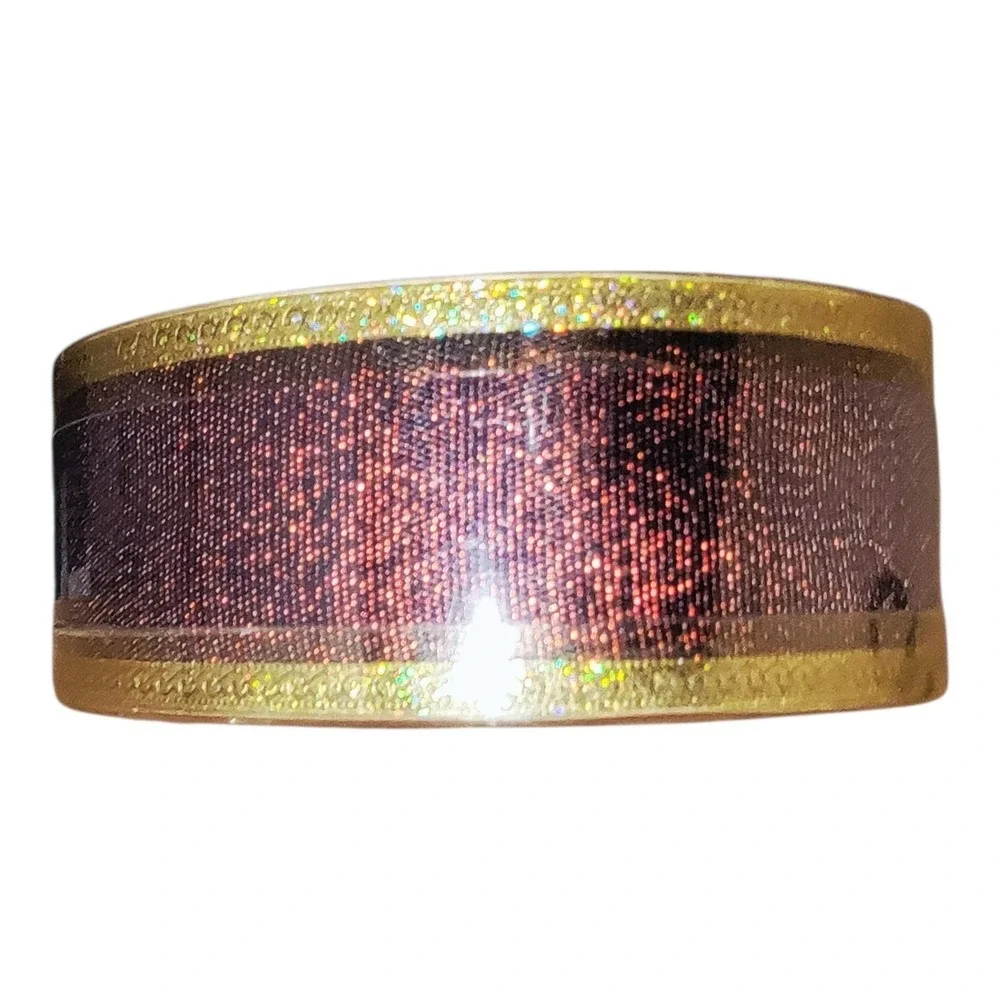 SWC Burgundy Gold Metallic Wired Ribbon Lot 3 2.5